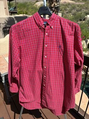 Vintage Ralph Lauren Blake Men's Button Up Shirt Red Plaid Preppy Classic XL